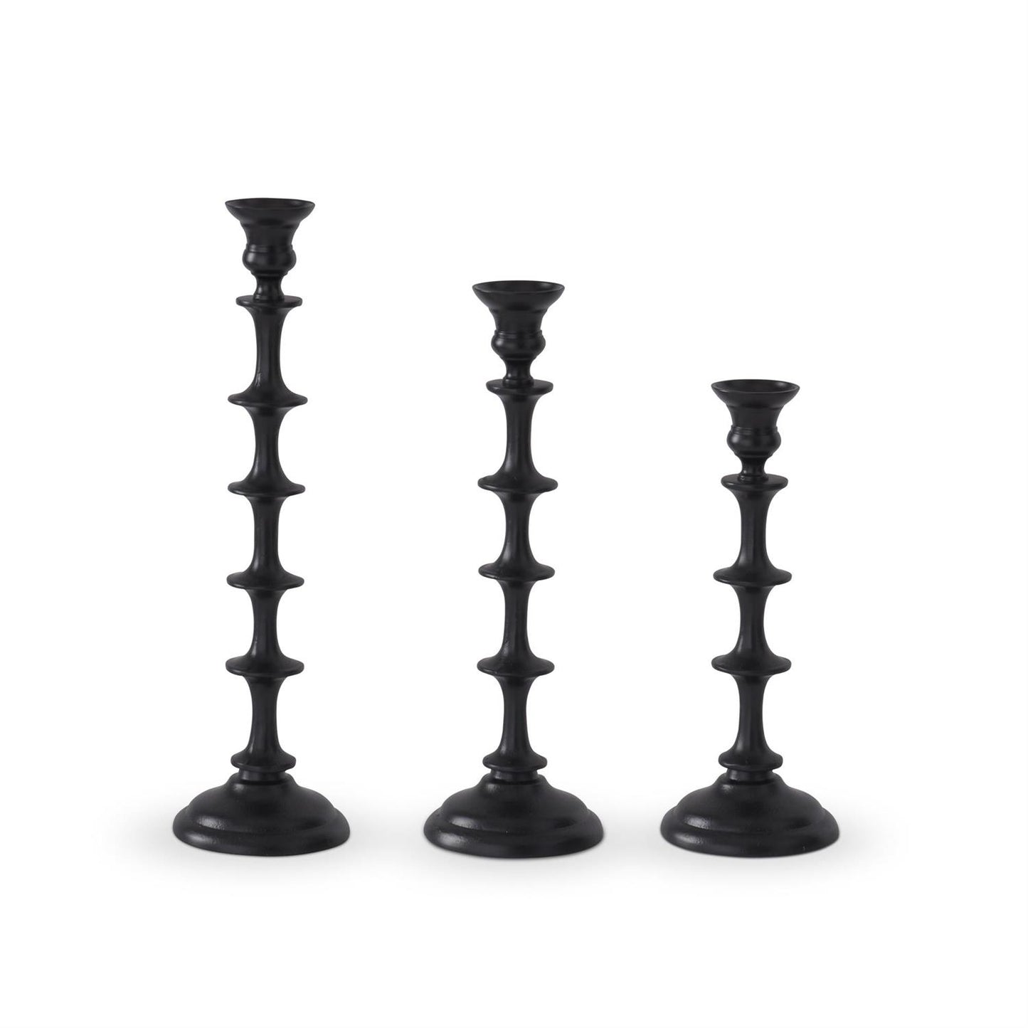 Set of 3 Black Metal Taper Candleholders