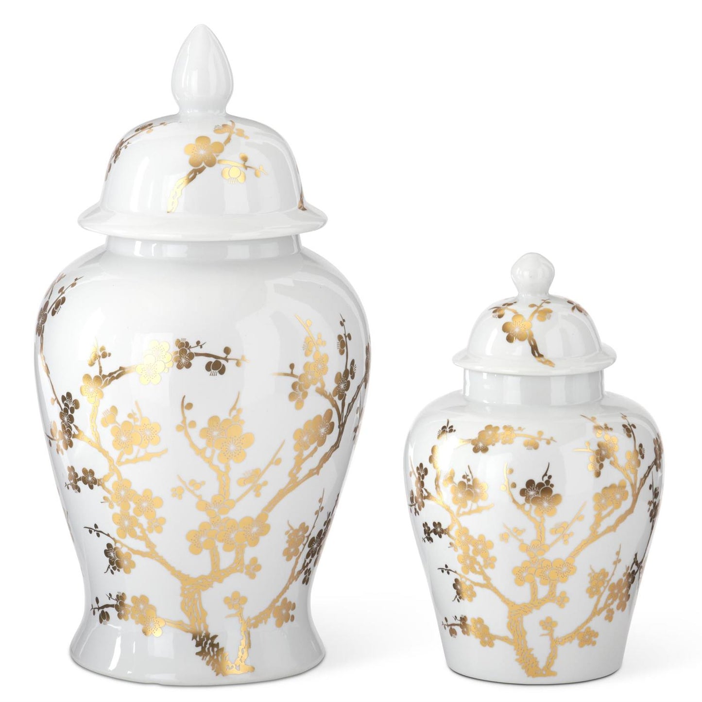 White/Gold Chinoiserie Lidded Jars (Various Sizes)