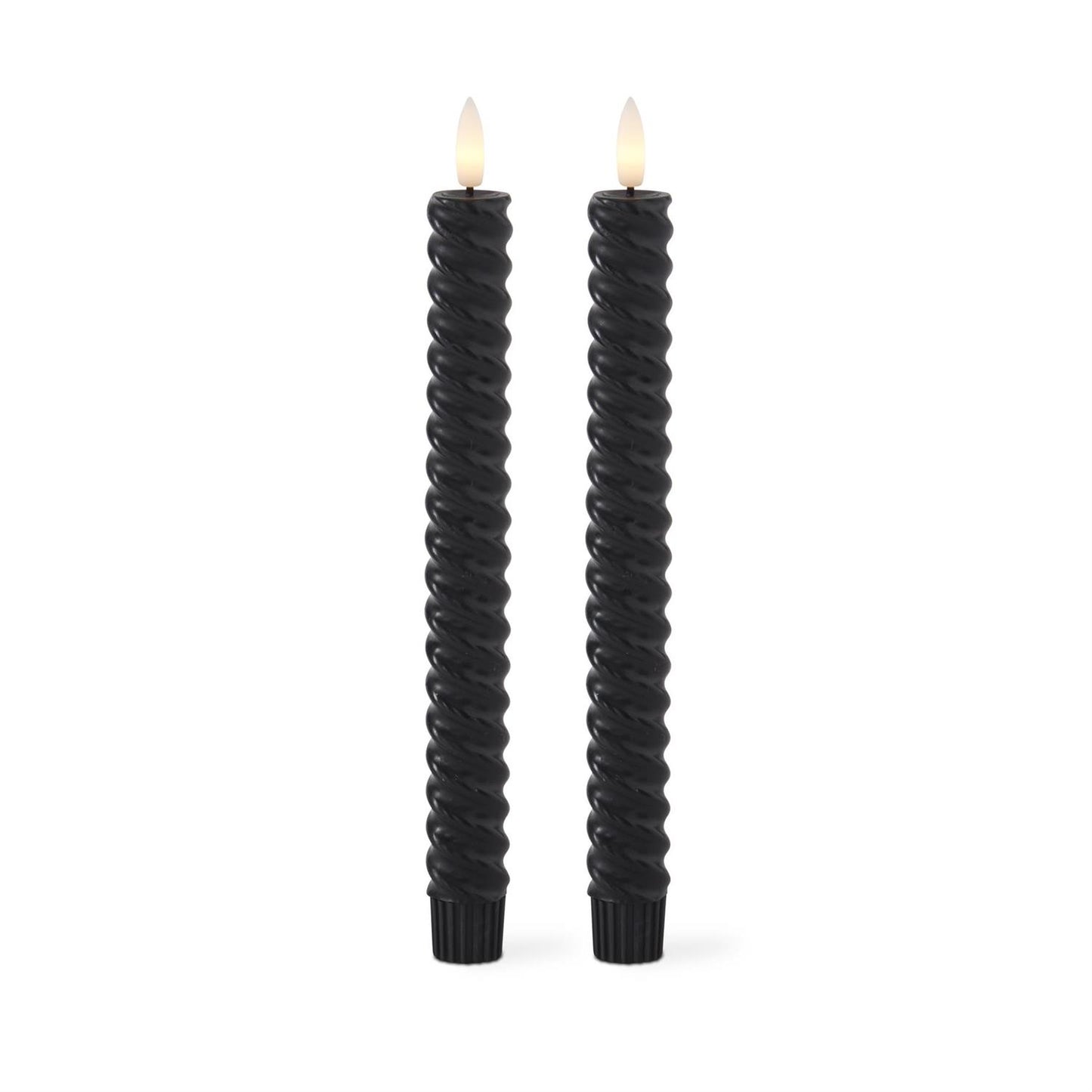Set of 2 Black Spiral LED Taper Candles