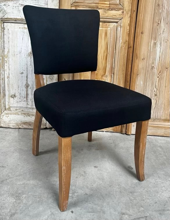 Isabel Black Square Back Wood & Linen Chair