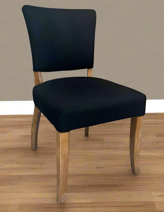 Isabel Black Square Back Wood & Linen Chair