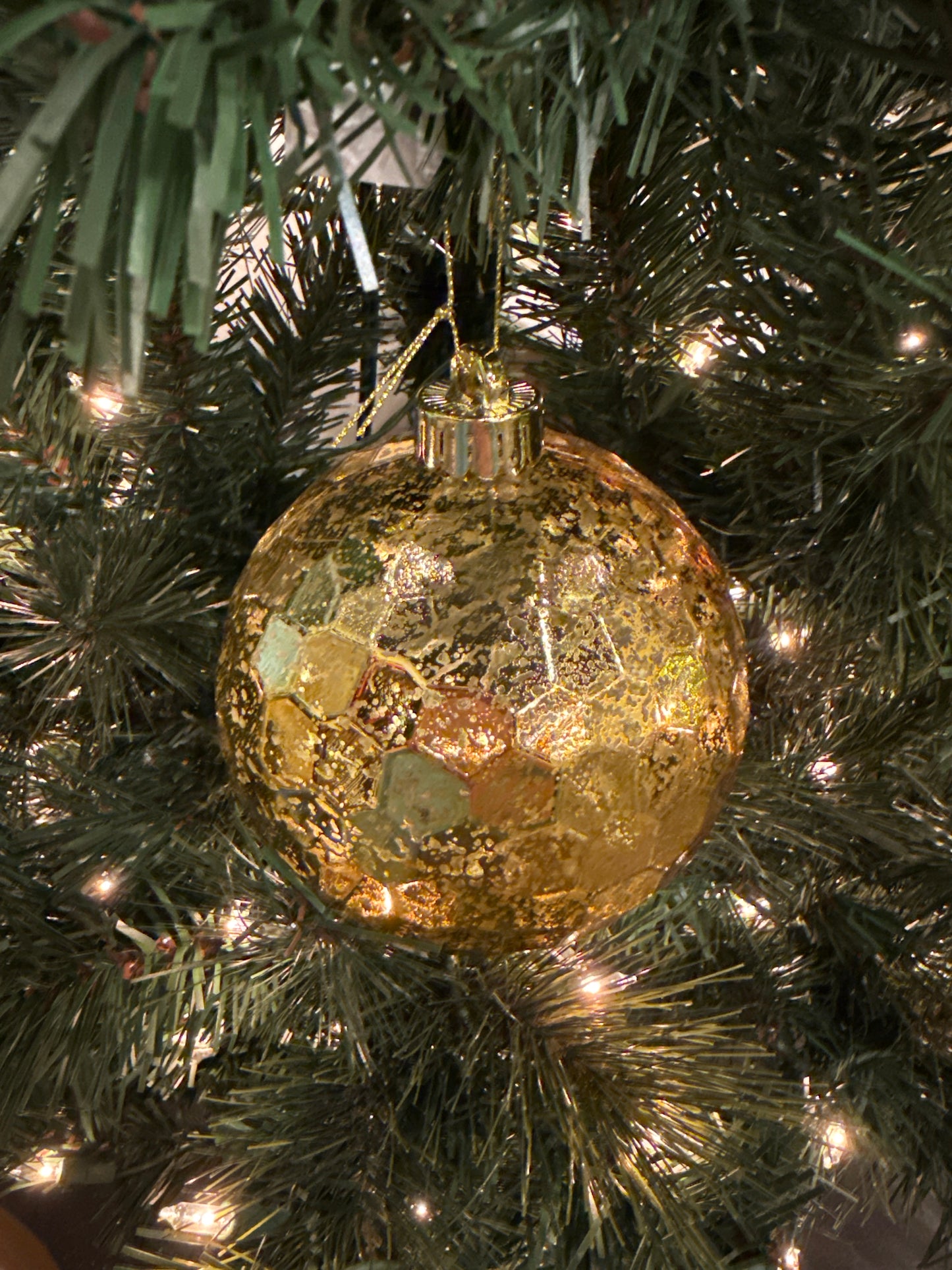 120 MM Hammered Mercury Ball Ornament, Gold