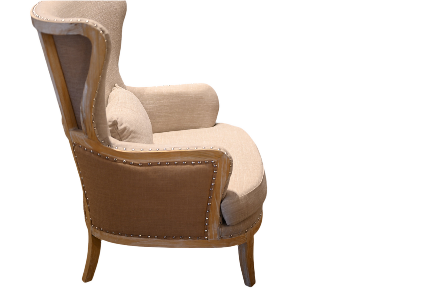 Kirsten Exposed Frame Linen Accent Chair, with Pillow