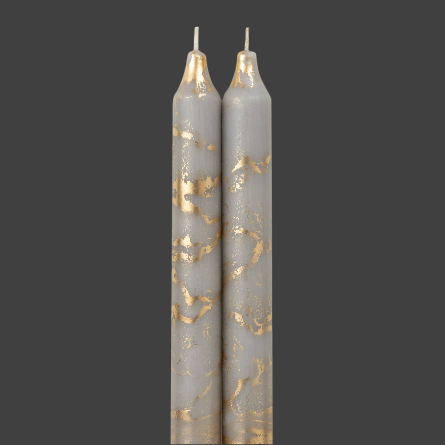 12" Stone w/ Gold Decorative Taper Candles (Pack of 2)