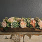 Pink And Cream Wood Trough Centerpiece