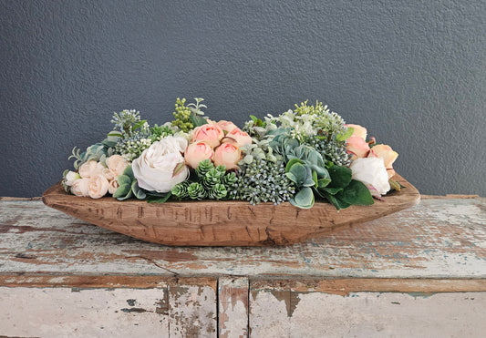 Peach And Teal Doughbowl Centerpiece