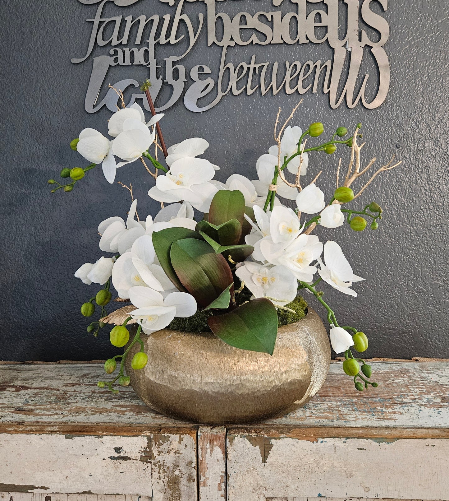 Orchid And Gold Branch Centerpiece