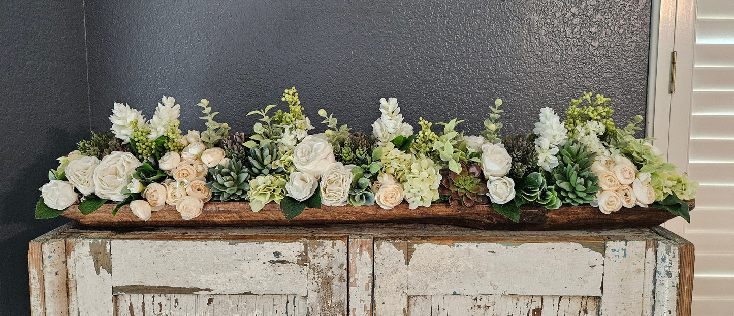 Neutral Doughbowl Arrangement With Hops And Lilac