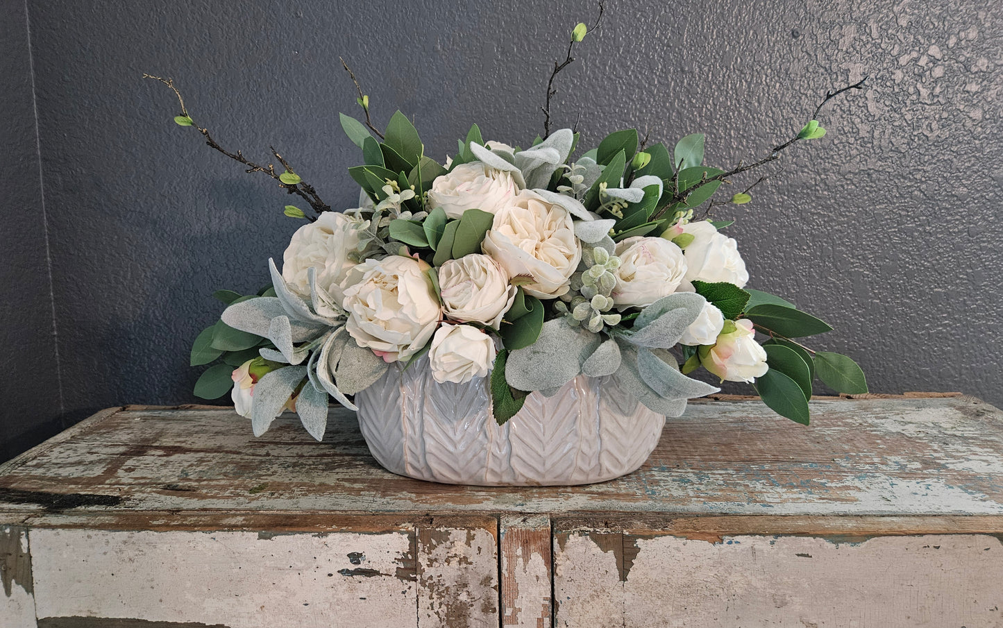 Real Touch Rose And Peony Centerpiece