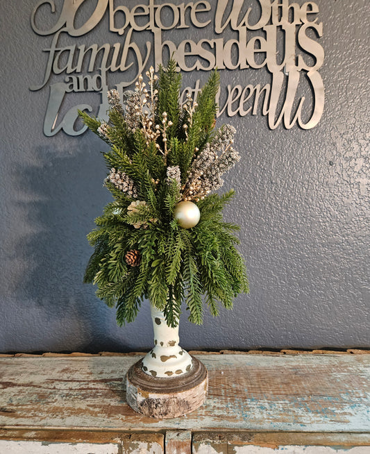 10" Tall Real Touch Pine Candle Topper