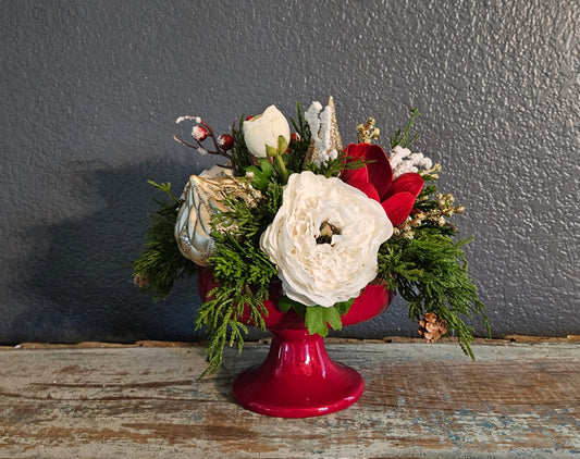 Ranunculus And Magnolia Pedestal Arrangement