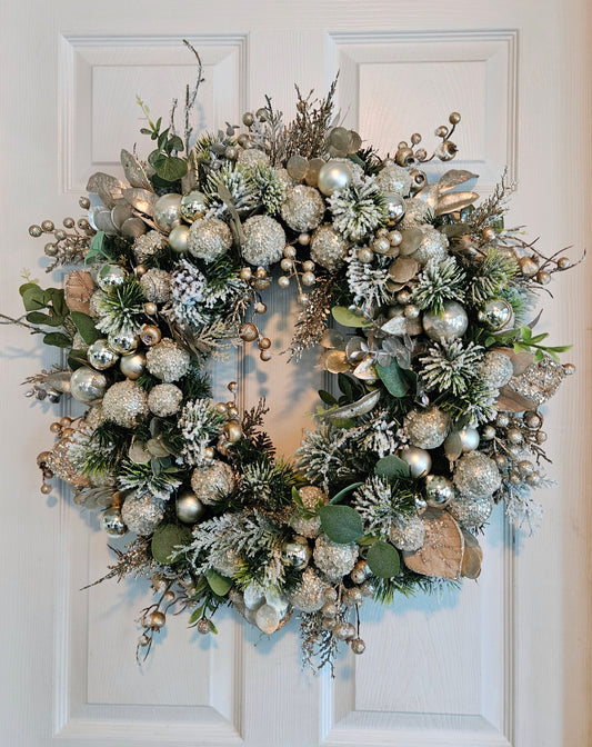 Holiday Wreath With Icy Ornaments