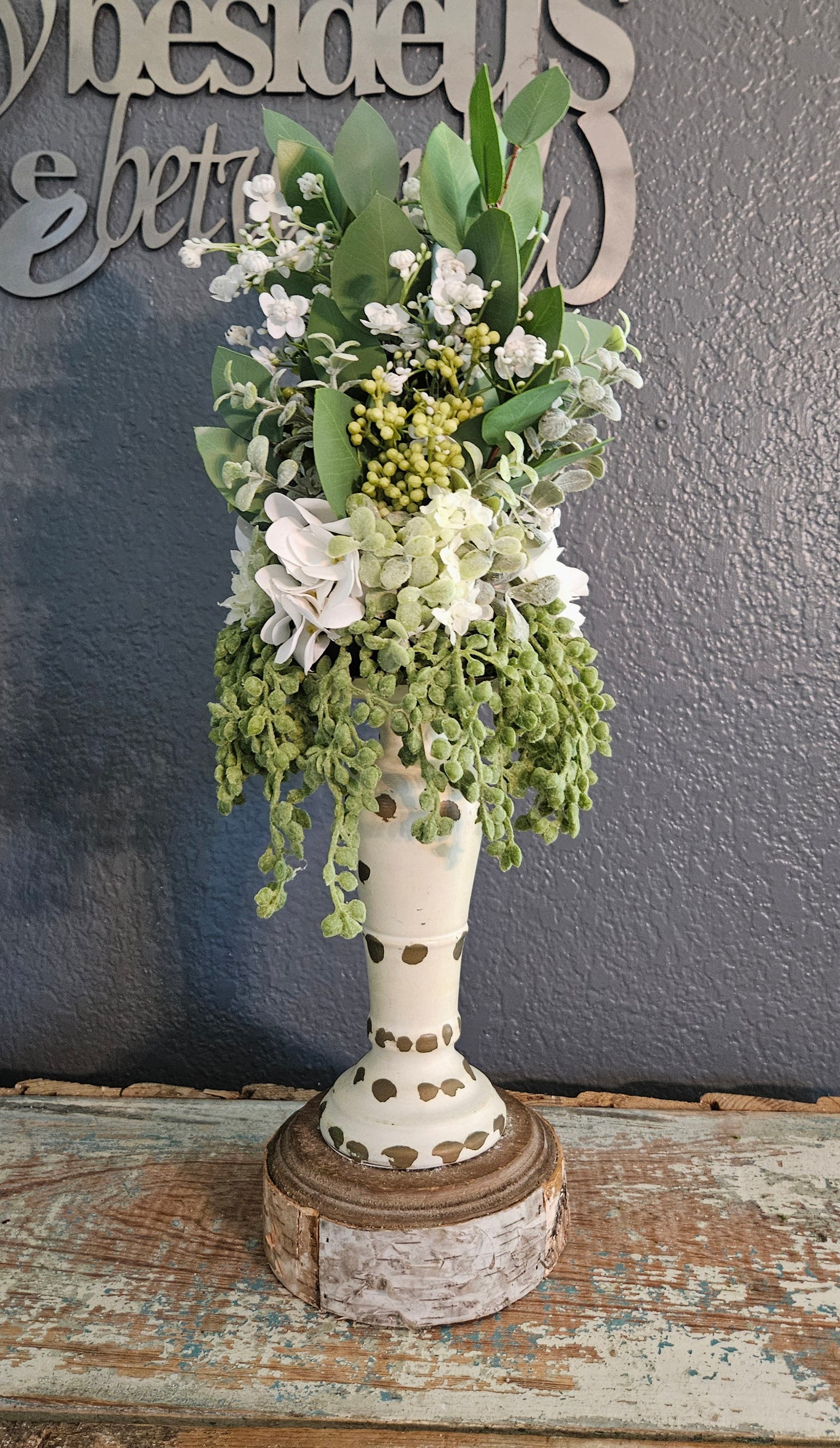 Eucalyptus And Baby's Breath Candle Topper