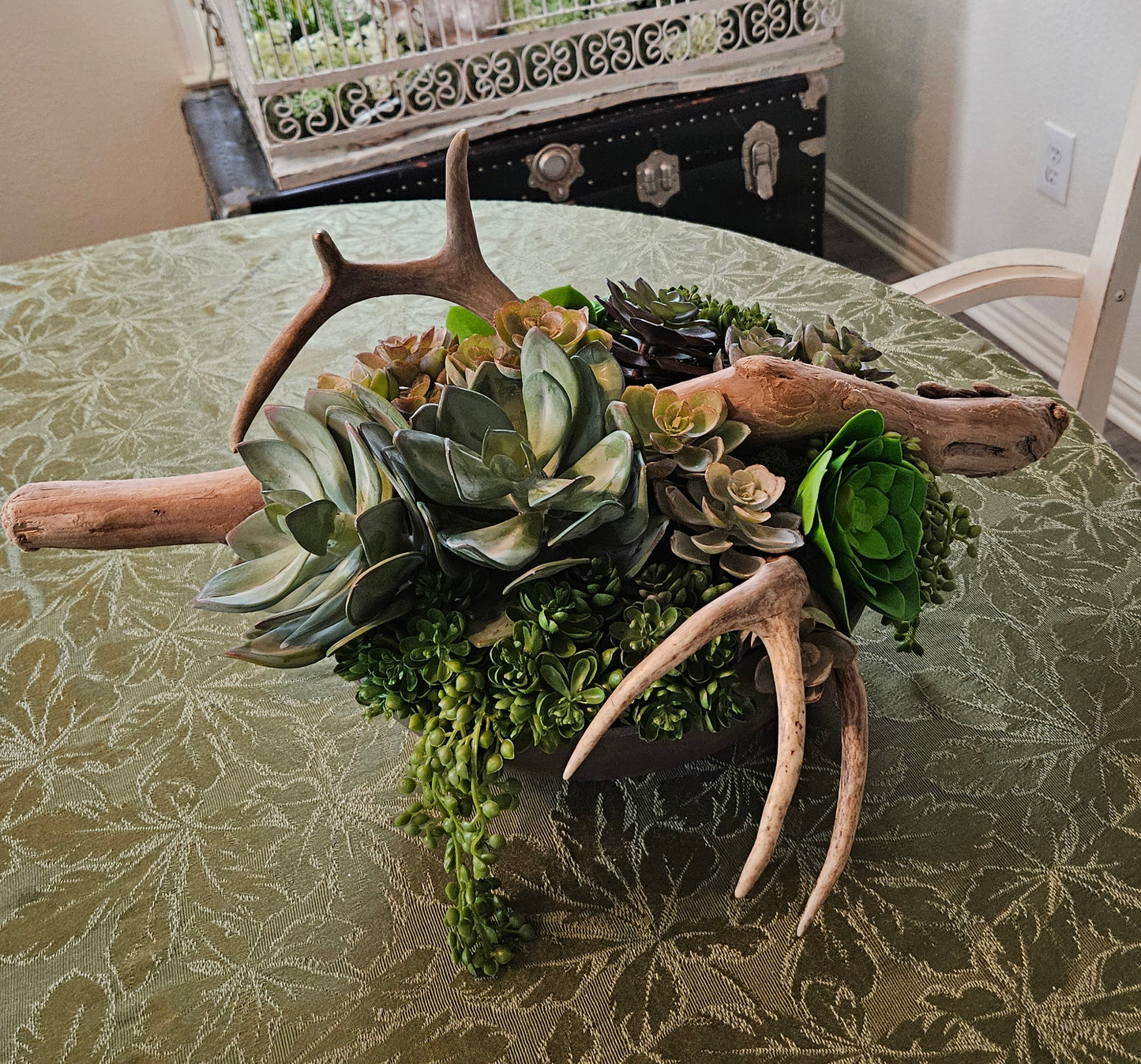 Antler And Succulent Centerpiece