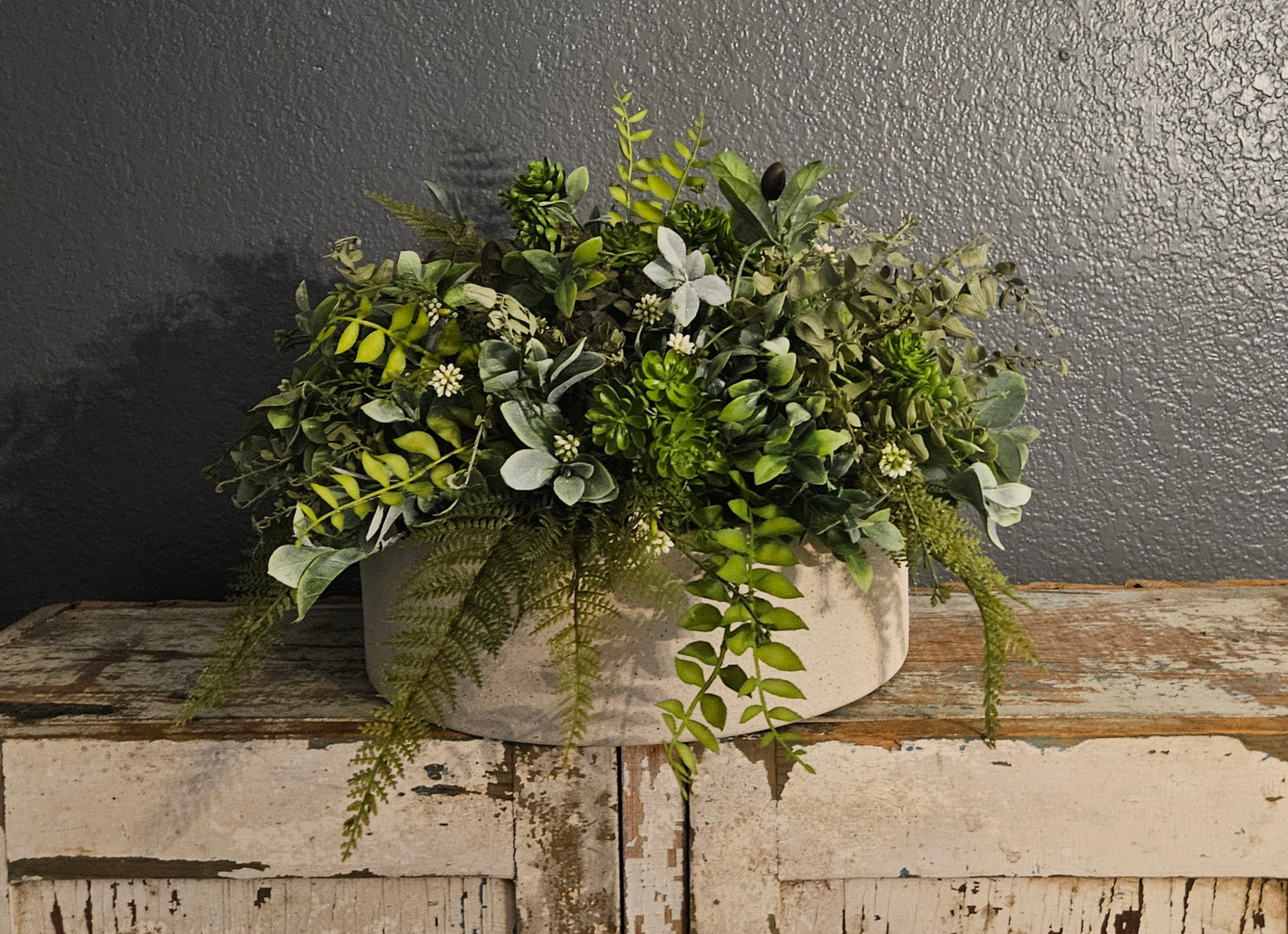 Large Assorted Greenery In Round Container