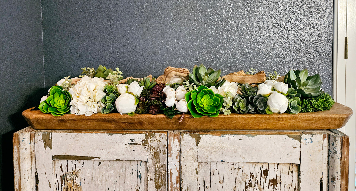 Extra Large Doughbowl Arrangement With Succulents And Driftwood