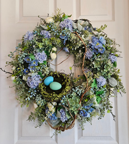 Teal Wreath With Nest