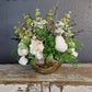 Lilac Centerpiece In Gold Metal Bowl