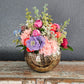 Fresh Look Floral Arrangement In Gold Metal Container