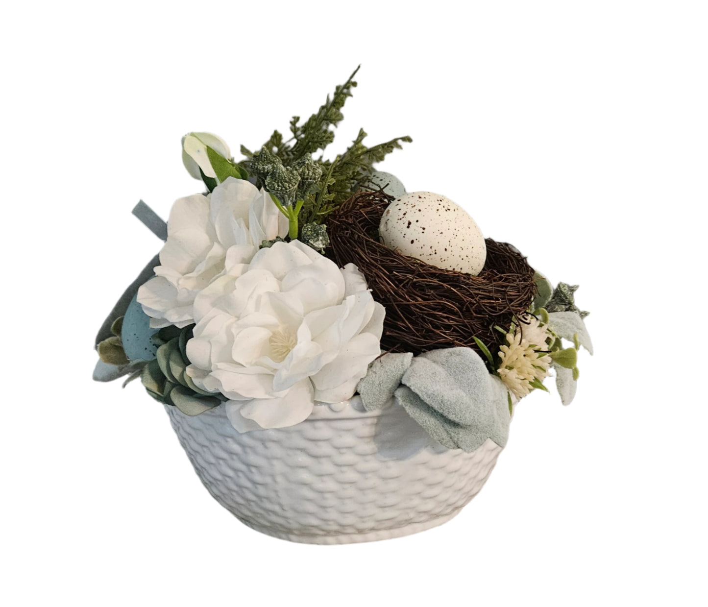 Spring Arrangement in Ceramic Bunny Basket