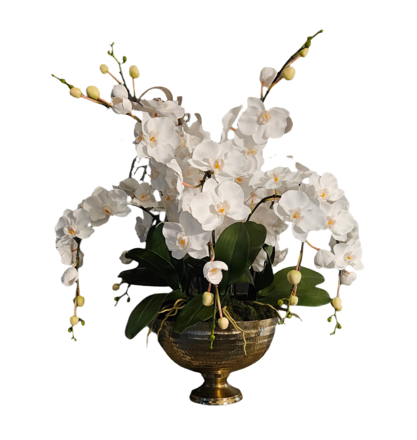 Large Orchid Centerpiece in Gold Pedestal Bowl