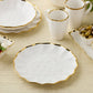 Scalloped White & Gold Dinner Plate 11"