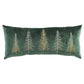 Glimmer Trees Embroidered Pillow   Dark Green/Gold   12x28