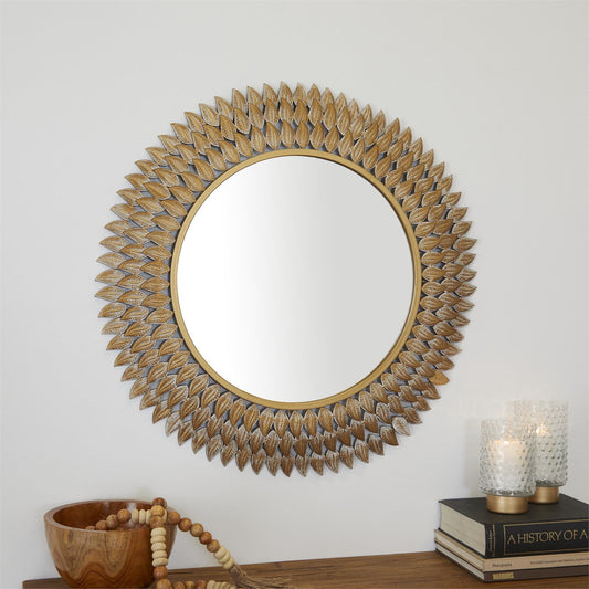 Gold Metal Leaf Wall Mirror