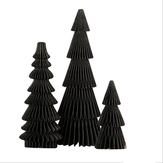 Black Vintage Folding Paper Trees, Set of 3