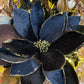 22" Black Velvet Sheen w/Gold Glitter Trim Poinsettia