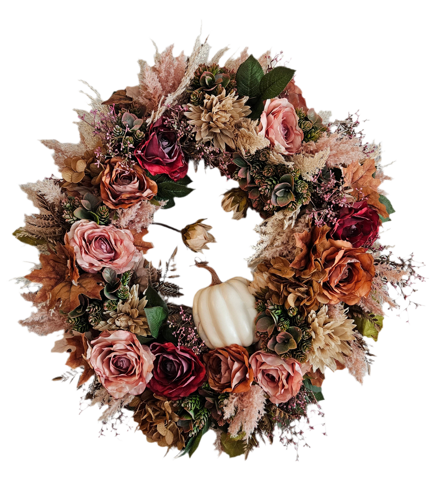 Dried Look Roses Fall Wreath