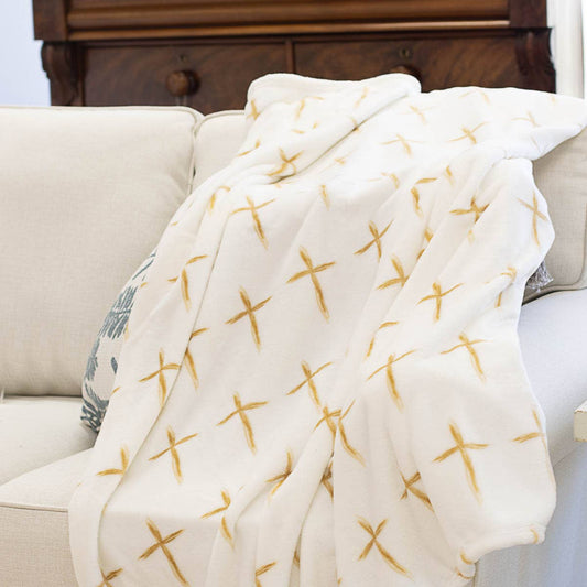 Gold Cross Throw Blanket