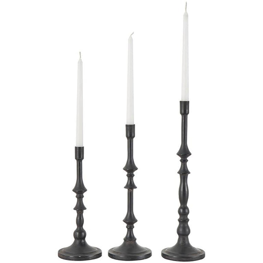 Black Metal Candleholders, Set of 3