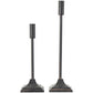 Set of 2 Black Metal Turned Candle Holder w/ Tapered Bases