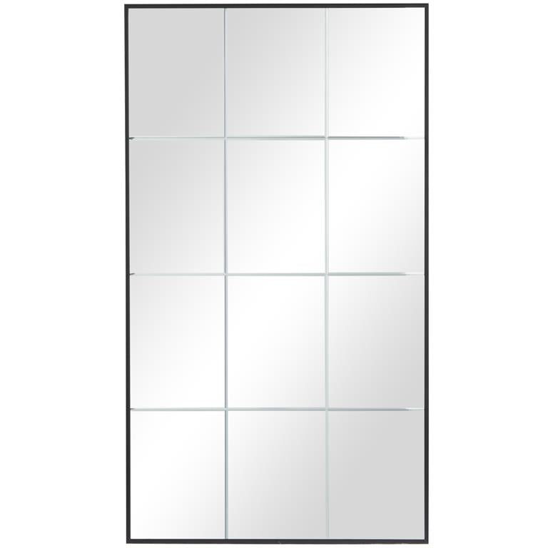 Black Metal Panel Wall Mirror