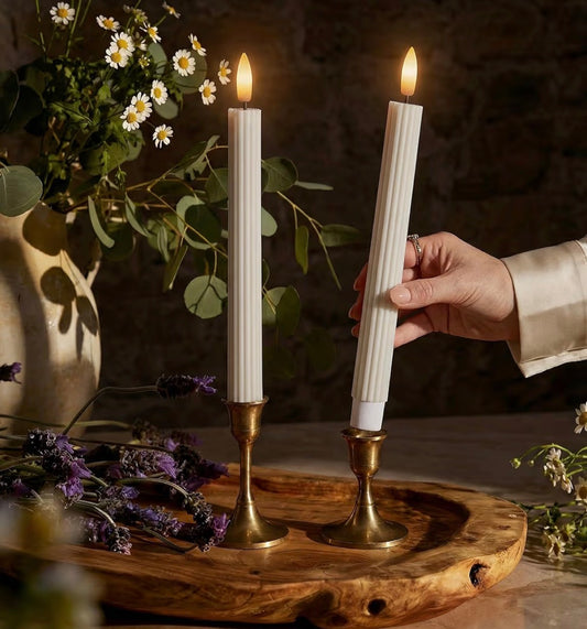 Set of 2 Ivory Lined LED Taper Candles (Copy)