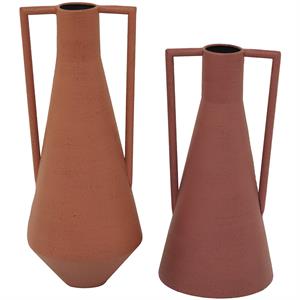 Orange Metal Vase with Handle (Various Sizes)