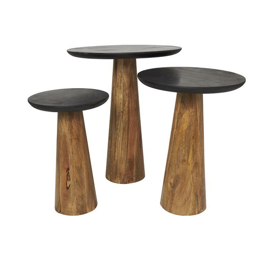 Brown Mango Wood Cone Side Table (Various Sizes)