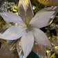 22" Metallic/Fabric Poinsettia Stem, Champagne/White