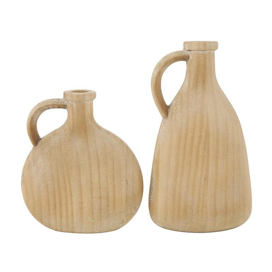 Brown Wood Slim Jug Vase (Various Sizes)