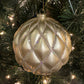 150mm Matte Glitter Net Ball Ornament, Champagne Gold