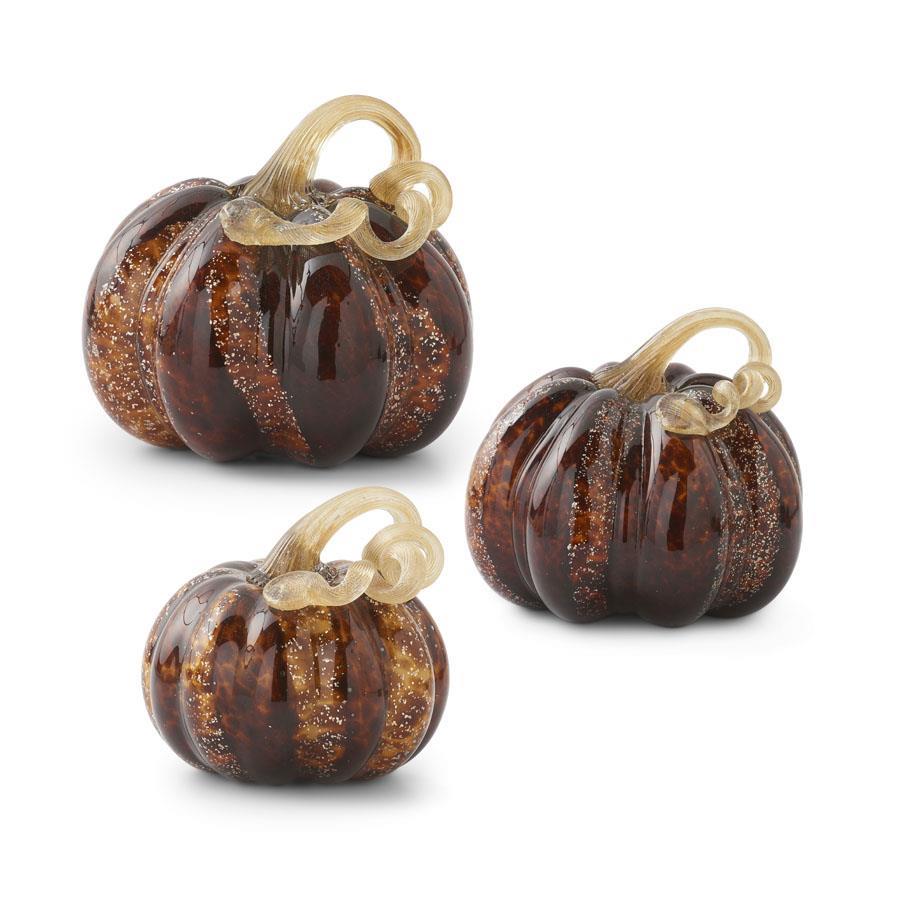 Brown Speckled Handblown Glass Pumpkin (Various Sizes)