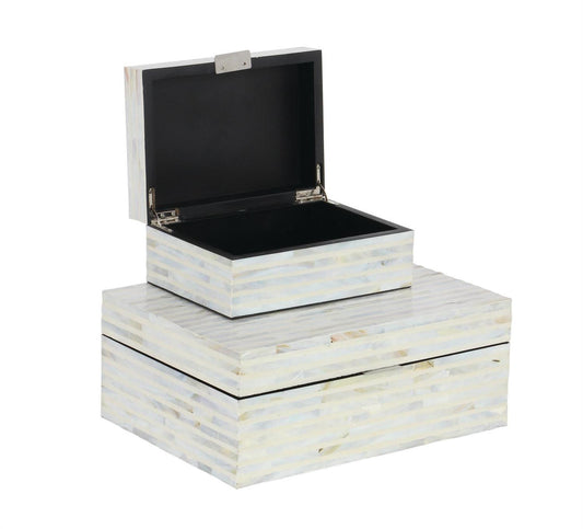 Light Blue Mother of Pearl Box, Set of 2