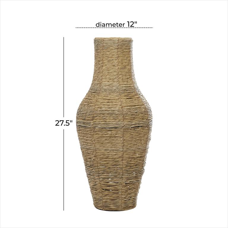 Faux Seagrass Tall Vase, Brown (Various Sizes)