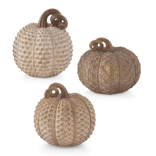 Resin Beige Textured Pumpkin (Various Styles)