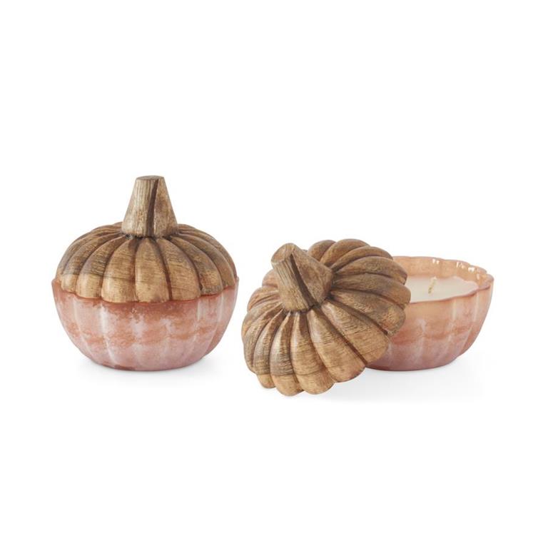 Powdered Orange Textured Glass 2 Wick Pumpkin Candle (Various Styles)