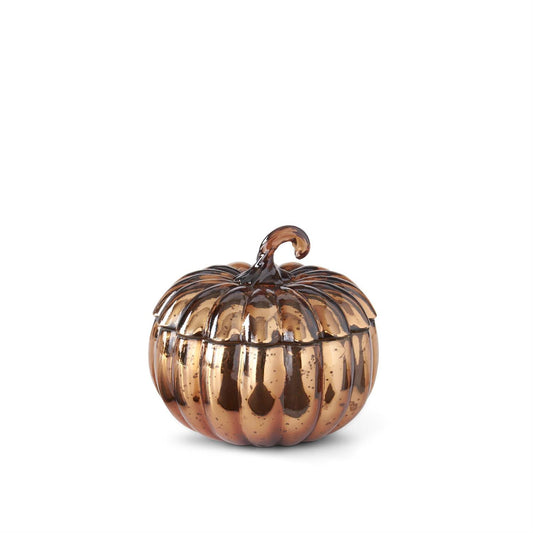 Medium Brown Mercury Glass Pumpkin Candle (Various Styles)