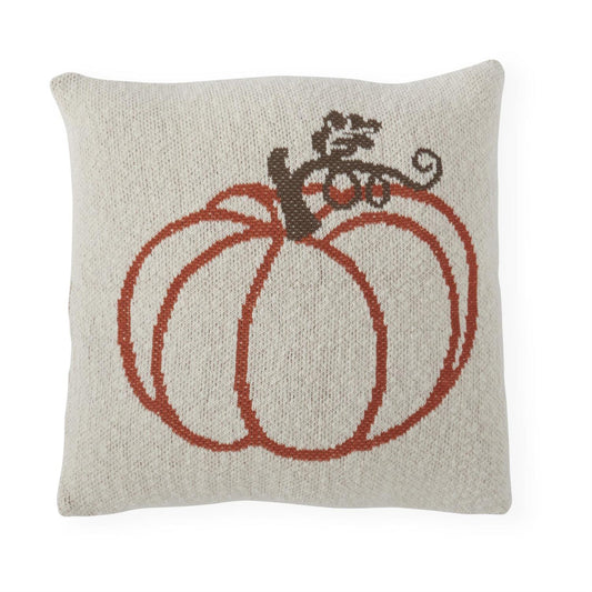 20" Orange Knit Pumpkin Pillow