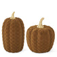 Set of 2 Brown Velvet Pumpkins