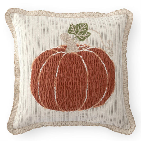 20" Orange Linen Pumpkin Square Pillow